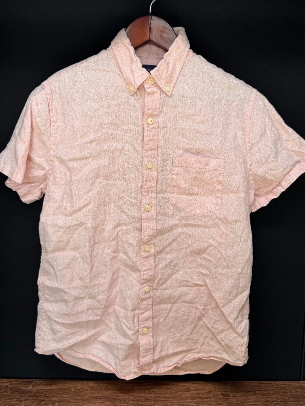 J.Crew Pink Palm Print Linen Cotton Short Sleeve Shirt Medium